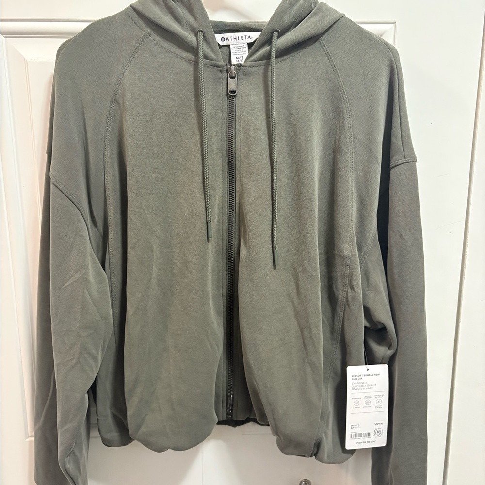 Athleta Seasoft Bubble Hem Full Zip in Gray